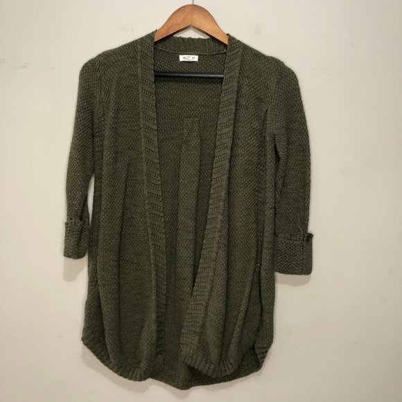 Westport 3/4 Cuffed Sleeve Open Front Knit Cardigan Olive XSmall - Picture 1 of 8